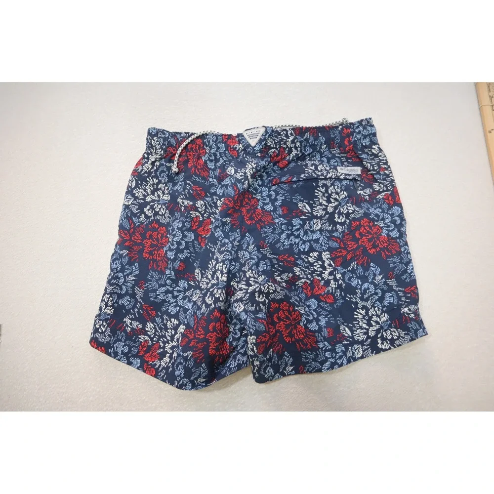 Columbia‎ PFG Fishing Shorts Mens Small Navy Floral Swim Trunks Excellent